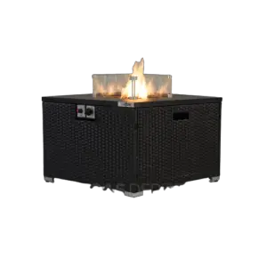 REALGLOW Warmpact Rattan Table Gas Fire Pit