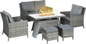Outsunny 6 Seater Rattan Garden Furniture Set