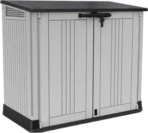Keter Store It Out Nova Outdoor Garden Furniture Storage Shed Light Grey with Dark Grey Lid